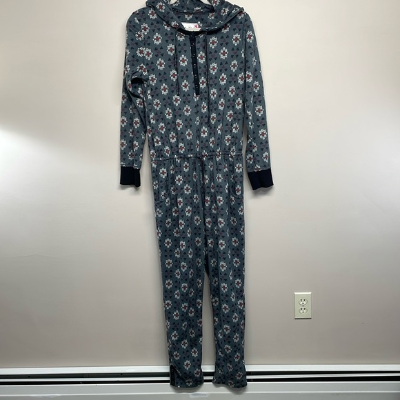 Kensie One Piece Microfleece Hooded Onesie Lounge Pajamas M - Picture 1 of 16